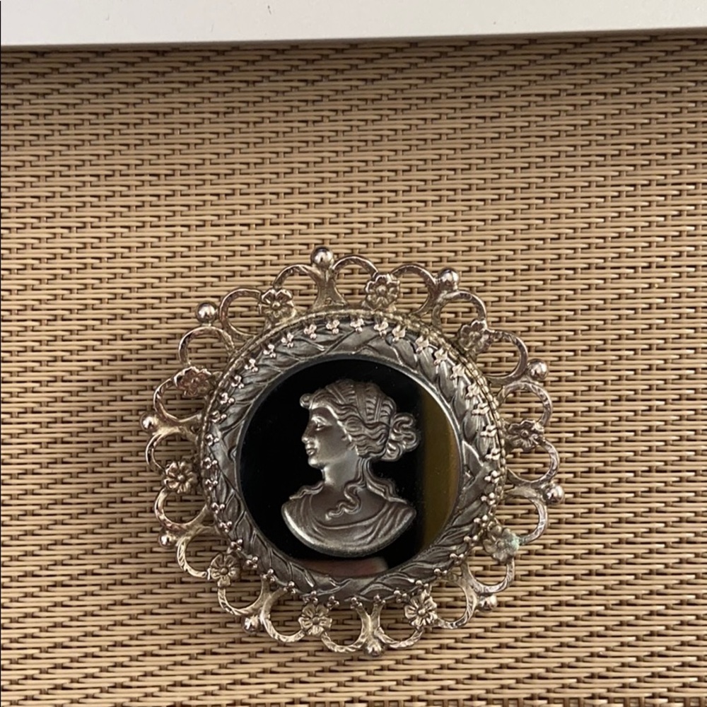 Vintage Whiting & Davis Intaglio Hematite Brooch